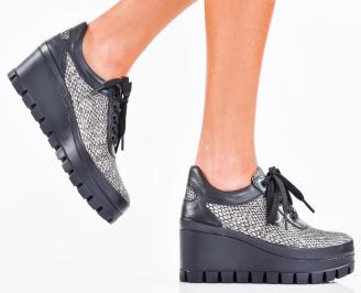 Дамски сникърси естествена кожа черни EOBUVKIBG