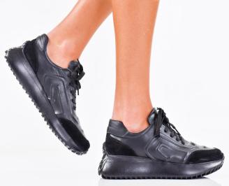 Дамски сникърси естествена кожа черни EOBUVKIBG