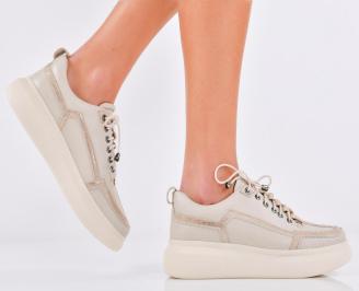 Дамски сникърси естествена кожа бежови EOBUVKIBG