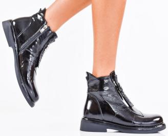 Дамски боти естествен лак черни EOBUVKIBG