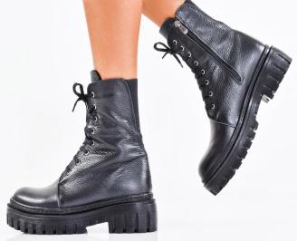 Дамски боти естествена кожа черни EOBUVKIBG