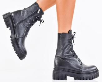 Дамски боти естествена кожа черни EOBUVKIBG