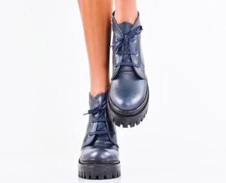 Дамски боти естествена кожа сини EOBUVKIBG