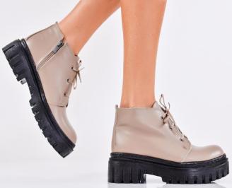 Дамски боти естествена кожа бежови EOBUVKIBG