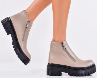 Дамски боти естествена кожа бежови EOBUVKIBG