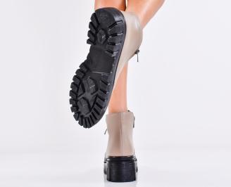 Дамски боти естествена кожа бежови EOBUVKIBG