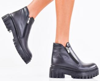 Дамски боти естествена кожа черни EOBUVKIBG