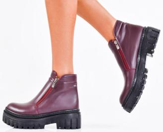 Дамски боти естествена кожа бордо EOBUVKIBG