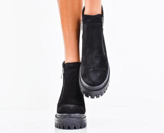 Дамски боти естествен набук черни EOBUVKIBG