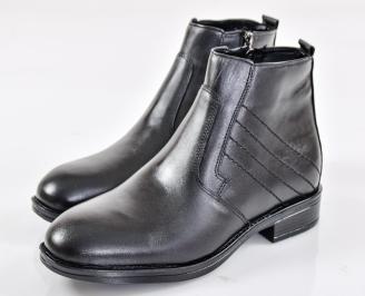 Мъжки боти естествена кожа черни EOBUVKIBG