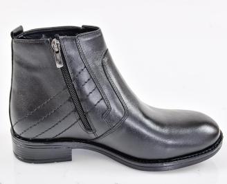 Мъжки боти естествена кожа черни EOBUVKIBG