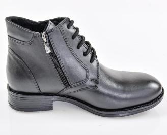 Мъжки боти естествена кожа черни EOBUVKIBG