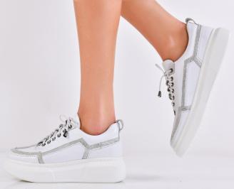 Дамски сникърси естествена кожа бели EOBUVKIBG