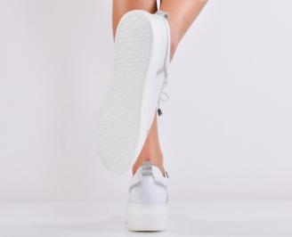 Дамски сникърси естествена кожа бели EOBUVKIBG 3