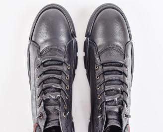 Мъжки боти естествена кожа черни EOBUVKIBG