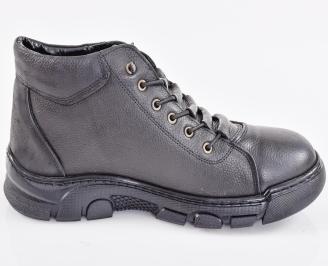 Мъжки боти естествена кожа черни EOBUVKIBG 3