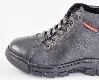 Мъжки боти естествена кожа черни EOBUVKIBG