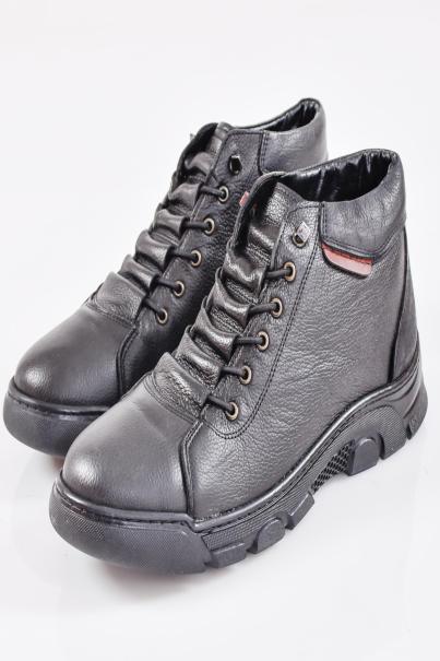 Мъжки боти естествена кожа черни EOBUVKIBG