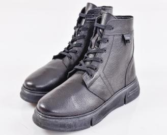 Мъжки боти естествена кожа черни EOBUVKIBG