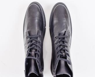 Мъжки боти естествена кожа черни EOBUVKIBG