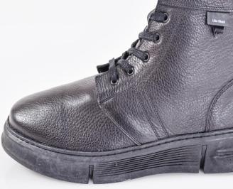 Мъжки боти естествена кожа черни EOBUVKIBG