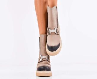 Дамски боти естествена кожа бежови EOBUVKIBG