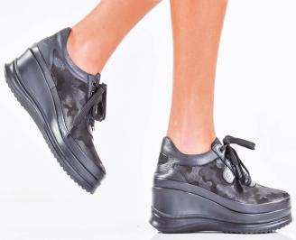 Дамски сникърси естествена кожа черни EOBUVKIBG