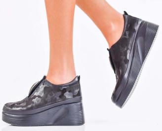 Дамски сникърси естествена кожа черни EOBUVKIBG