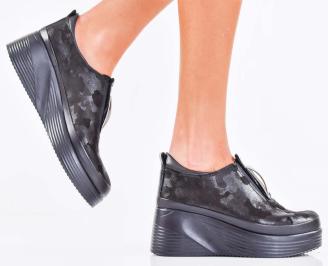 Дамски сникърси естествена кожа черни EOBUVKIBG