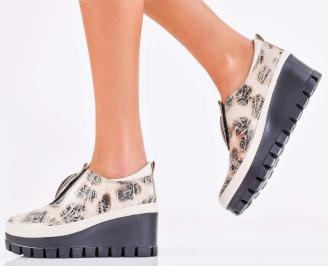 Дамски сникърси естествена кожа бежови EOBUVKIBG