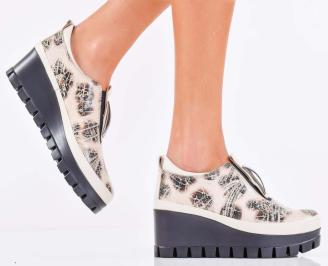 Дамски сникърси естествена кожа бежови EOBUVKIBG