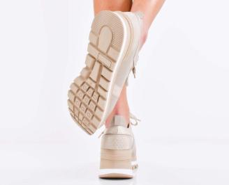 Дамски сникърси естествена кожа бежови EOBUVKIBG