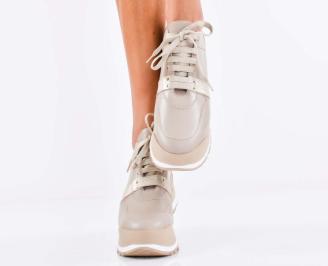 Дамски сникърси естествена кожа бежови EOBUVKIBG