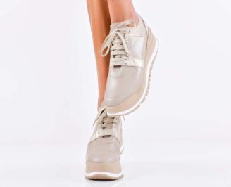 Дамски сникърси естествена кожа бежови EOBUVKIBG