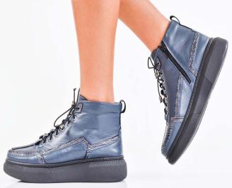 Дамски бота естествена кожа сини EOBUVKIBG