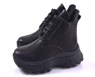 Дамски боти естествена кожа черни EOBUVKIBG