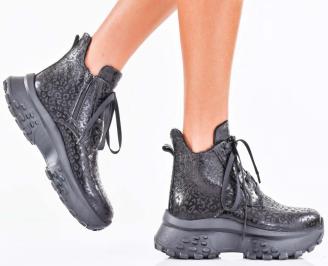 Дамски боти естествена кожа черни EOBUVKIBG