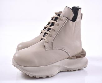 Дамски боти естествена кожа бежови EOBUVKIBG