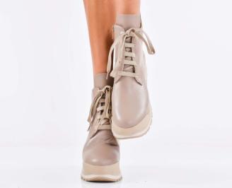 Дамски боти естествена кожа бежови EOBUVKIBG