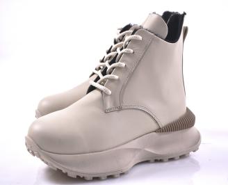 Дамски боти естествена кожа бежови EOBUVKIBG