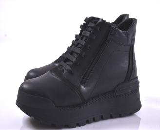 Дамски боти естествена кожа черни EOBUVKIBG