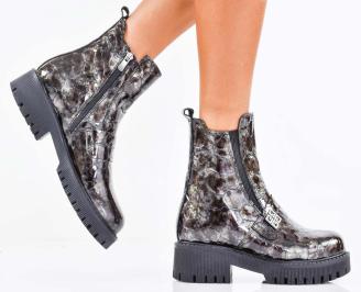 Дамски боти естествен лак черни EOBUVKIBG