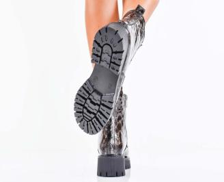 Дамски боти естествен лак черни EOBUVKIBG