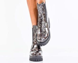 Дамски боти естествен лак черни EOBUVKIBG