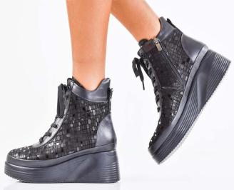 Дамски боти естествена кожа черни EOBUVKIBG