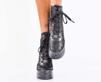 Дамски боти естествена кожа черни EOBUVKIBG