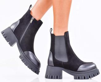 Дамски боти естествен велур черни EOBUVKIBG