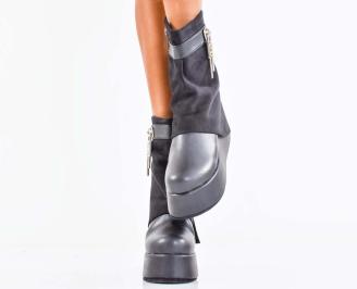 Дамски боти на платформа черни EOBUVKIBG