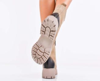 Дамски боти естествен набук бежови EOBUVKIBG