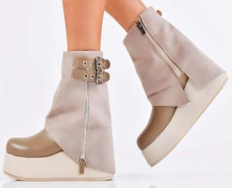 Дамски боти на платформа бежови EOBUVKIBG